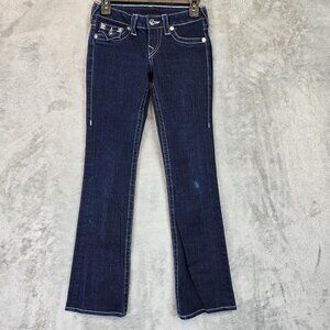 True Religion Jeans Womens 25 Blue Becky Bootcut Embellished Flap Pocket USA
